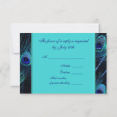 Royal Aquamarin Blue Peacock Wedding RSVP (Rückseite)