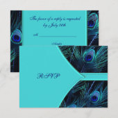 Royal Aquamarin Blue Peacock Wedding RSVP Karte (Vorne/Hinten)