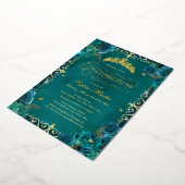 Royal Aquamarin Gold Butterfly Rosen Quinceanera Folieneinladung (Gedreht)