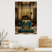 Royal Art Deco Lion Statue Gold Foil Poster (Küche)