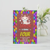 Royal Axolotl 4th Birthday Invite Einladung (Stehend Vorderseite)