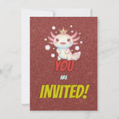 Royal Axolotl 4th Birthday Invite Einladung (Rückseite)