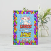 Royal Axolotl 4th Birthday Invite Einladung (Stehend Vorderseite)