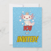 Royal Axolotl 4th Birthday Invite Einladung (Rückseite)