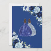 Royal Baby Blue Floral Girls Twins Quinceñera Einladung (Rückseite)