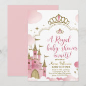 Royal Baby Dusche: Magische Märchenburg Einladung (Vorne/Hinten)