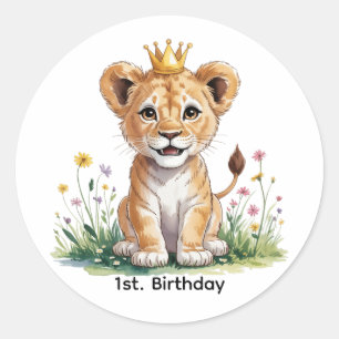 Royal Baby Lion 1. Geburtstagsfeier Runder Aufkleber