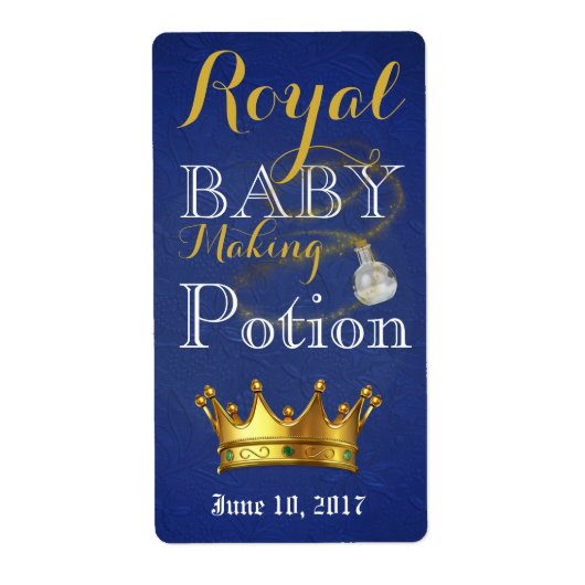 Royal Baby Making Potion Blue & Gold Flaschen Etik (Vorne)