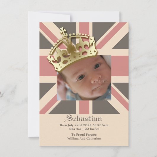 Royal Baby New Baby mit Crown Ankündigung (Vorderseite)