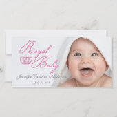 Royal Baby Pink mit Krone Ankündigung (Vorderseite)