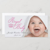 Royal Baby Pink mit Krone Ankündigung (Vorne/Hinten)