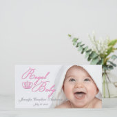 Royal Baby Pink mit Krone Ankündigung (Stehend Vorderseite)
