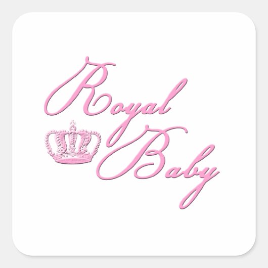 Royal Baby Pink mit Krone Quadratischer Aufkleber (Vorderseite)