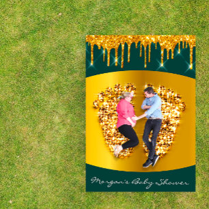 Royal Baby Shower Feet Girl Boy Gold Green Einladung