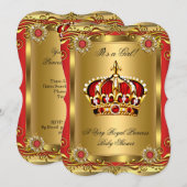 Royal Baby Shower Regal Red Gold 2 Einladung (Vorne/Hinten)