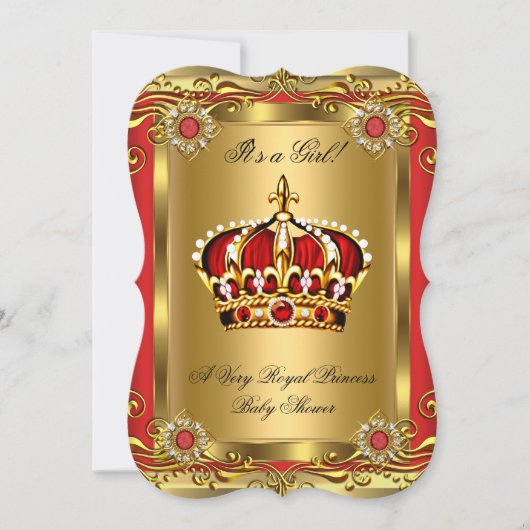 Royal Baby Shower Regal Red Gold 2 Einladung (Vorderseite)