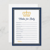 Royal Baby Shower wünscht sich für das Baby Hinweiskarte (Vorne/Hinten)
