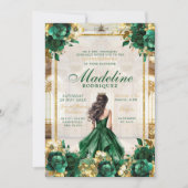 Royal Ballroom Emerald Green Quinceanera Einladung (Vorderseite)