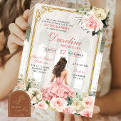 Royal Ballroom Pink Rose Gold Quinceanera Einladung