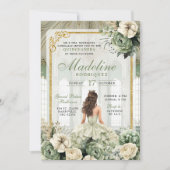 Royal Ballroom Sage Green Quinceañera Einladung (Vorderseite)