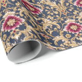 Royal Baroque Floral on Deep Blue Geschenkpapier (Rolleneckpunkt)