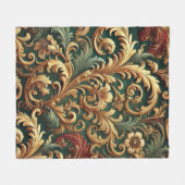 Royal Baroque Floral Pattern Fleecedecke (Vorderseite (Horizontal))