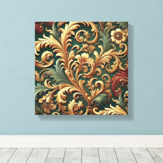 Royal Baroque Floral Pattern Leinwanddruck (Insitu (Holzboden))