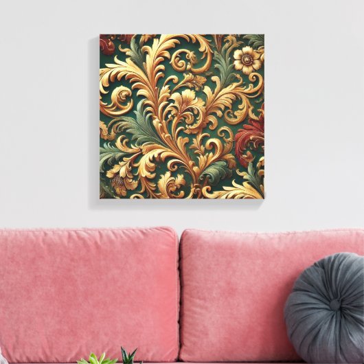 Royal Baroque Floral Pattern Leinwanddruck (Insitu (Wohnzimmer))