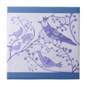 Royal Birds Delft Blue Keramik Tile 4.25" Fliese (Vorderseite)