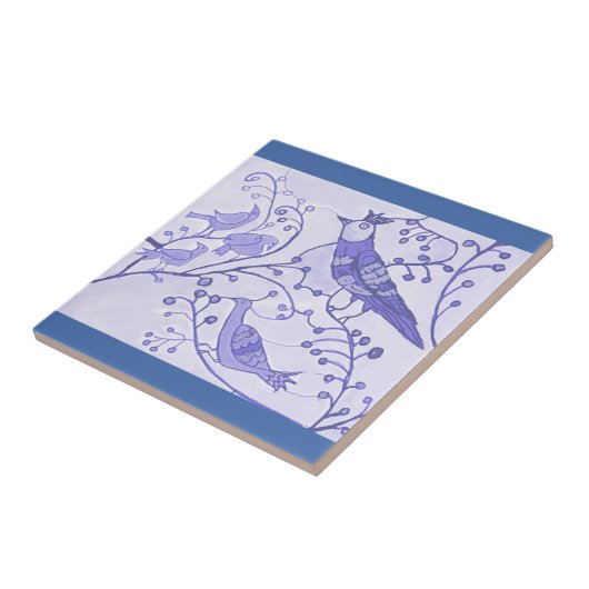Royal Birds Delft Blue Keramik Tile 4.25" Fliese (Seite)
