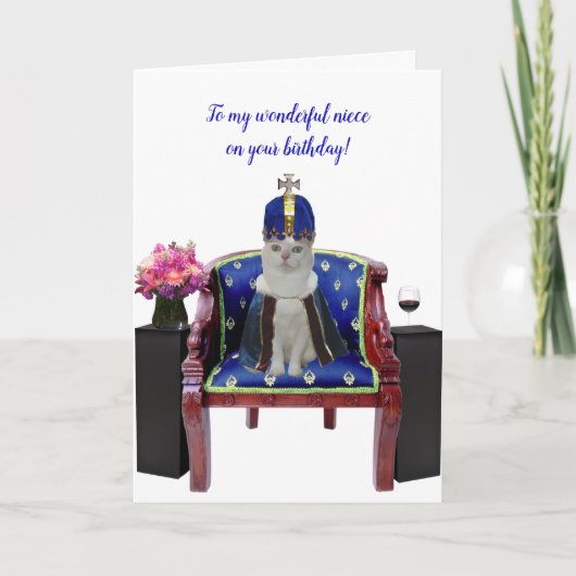 Royal Birthday Cat-Female Birthday Karte (Vorderseite)