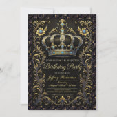 Royal Birthday Party Crown Ornate Invitation Einladung (Vorderseite)