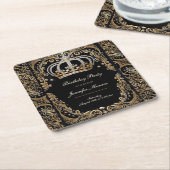 Royal Birthday Party Crown Verzierte Einladung Rechteckiger Pappuntersetzer (angewinkelt)