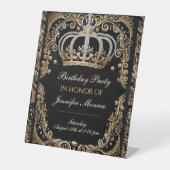 Royal Birthday Party Crown Verzierte Einladung Sockelschild (Vorderseite)