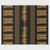 Royal Black African Bogolan Gift Wrap Geschenkpapier (Flach)