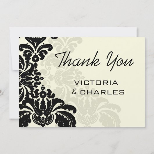 Royal Black Damask Wedding Danke 12x18. (Vorderseite)