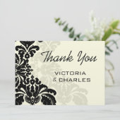 Royal Black Damask Wedding Danke 12x18. (Stehend Vorderseite)