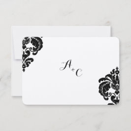 Royal Black Damask Wedding UAWG RSVP Karte