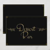 Royal Black Dessert Bar Wedding Sign Card (Vorne/Hinten)