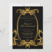 Royal Black Gold Bridesmaids Luncheon Einladung (Vorderseite)
