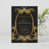 Royal Black Gold Bridesmaids Luncheon Einladung (Stehend Vorderseite)