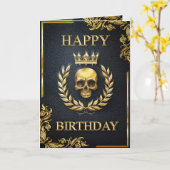 Royal Black & Gold King of the Dead Birthday Karte (Gelbe Blume)