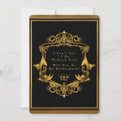 Royal Black Gold Nouveau wird meine Bridesmaid Einladung (Vorderseite)
