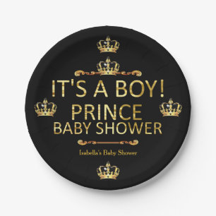 Royal Black Gold Prince Baby Dusche The A Boy Pappteller