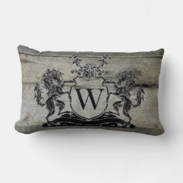 Royal Black Horse Wappen Rustic Barn Wood Pillow Lendenkissen