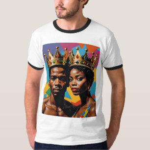 Royal Black King Queen Couple T - Shirt