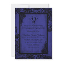 Royal Black Lace Gothic Wedding Invitation Card