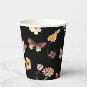 Royal Black Pastel Wildblume Modern Boho Wedding Pappbecher (Vorderseite)