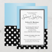 Royal Black Polka Dot Blue 16 . Geburtstag Einladung (Vorne/Hinten)