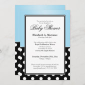 Royal Black Polka Dot Blue Baby Einladungen (Vorne/Hinten)